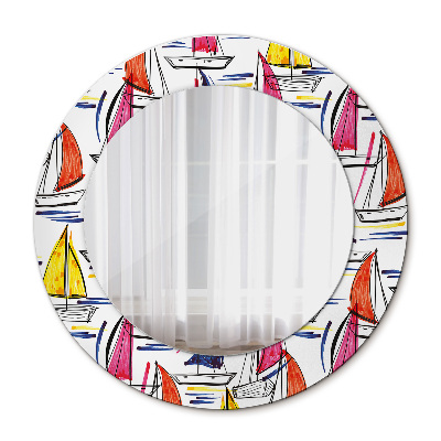 Miroir rond imprimé Un bateau sur le lac