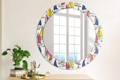 Miroir rond imprimé Un bateau sur le lac