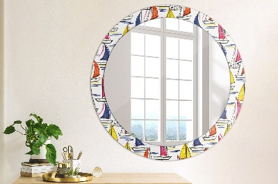 Miroir rond imprimé Un bateau sur le lac