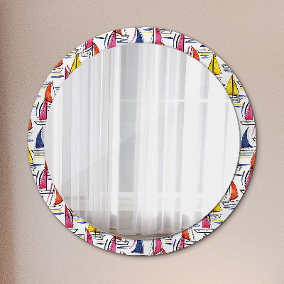 Miroir rond imprimé Un bateau sur le lac