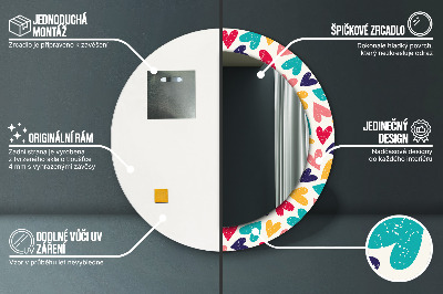 Miroir rond avec décoration Coeurs colorés