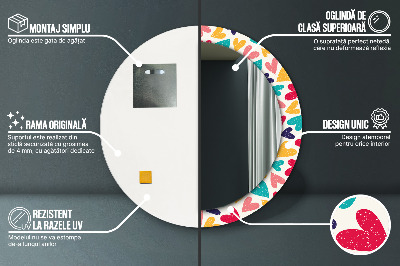 Miroir rond avec décoration Coeurs colorés