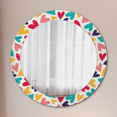 Miroir rond avec décoration Coeurs colorés