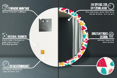 Miroir rond avec décoration Coeurs colorés
