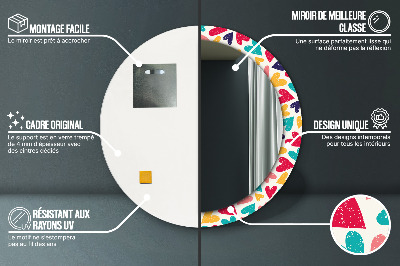 Miroir rond avec décoration Coeurs colorés