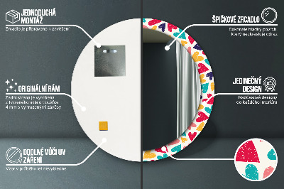 Miroir rond avec décoration Coeurs colorés