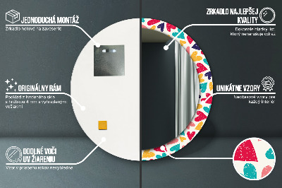 Miroir rond avec décoration Coeurs colorés
