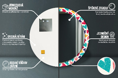 Miroir rond avec décoration Coeurs colorés