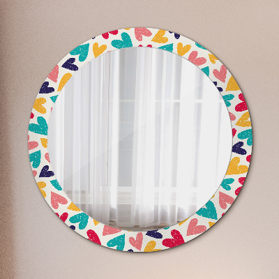 Miroir rond avec décoration Coeurs colorés