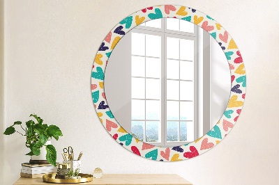 Miroir rond avec décoration Coeurs colorés