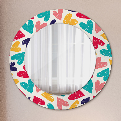 Miroir rond avec décoration Coeurs colorés