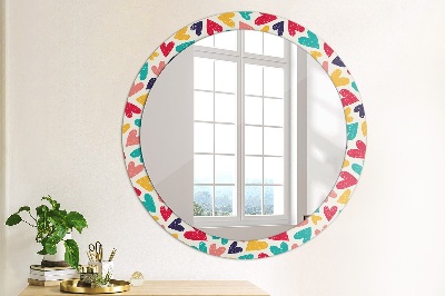 Miroir rond avec décoration Coeurs colorés