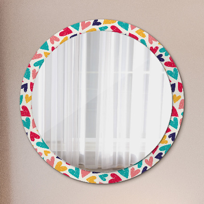 Miroir rond avec décoration Coeurs colorés
