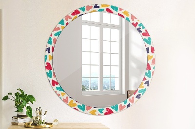 Miroir rond avec décoration Coeurs colorés