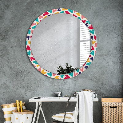 Miroir rond avec décoration Coeurs colorés
