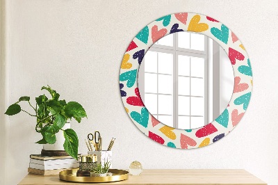Miroir rond avec décoration Coeurs colorés