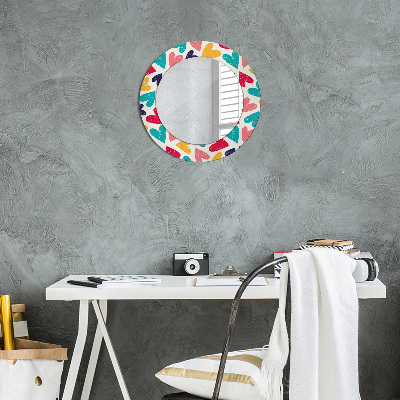 Miroir rond avec décoration Coeurs colorés