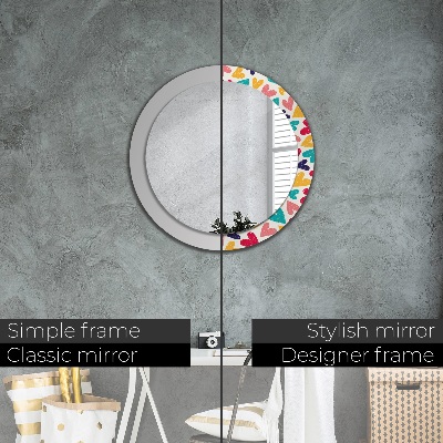 Miroir rond avec décoration Coeurs colorés