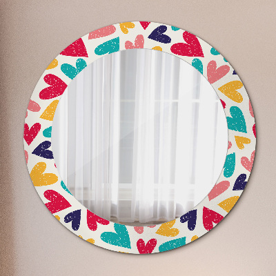 Miroir rond avec décoration Coeurs colorés