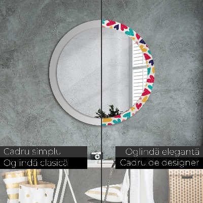 Miroir rond avec décoration Coeurs colorés