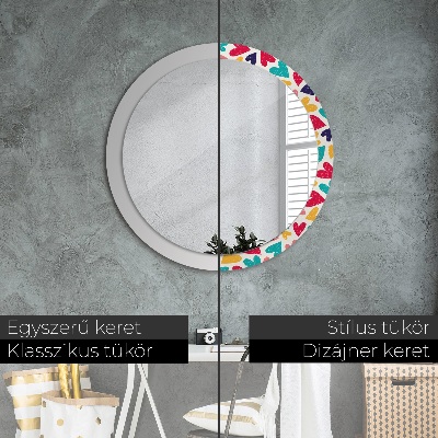 Miroir rond avec décoration Coeurs colorés