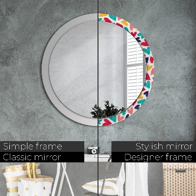 Miroir rond avec décoration Coeurs colorés