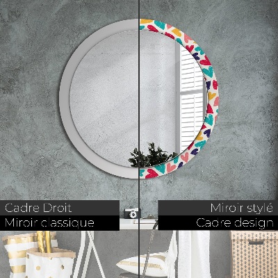 Miroir rond avec décoration Coeurs colorés