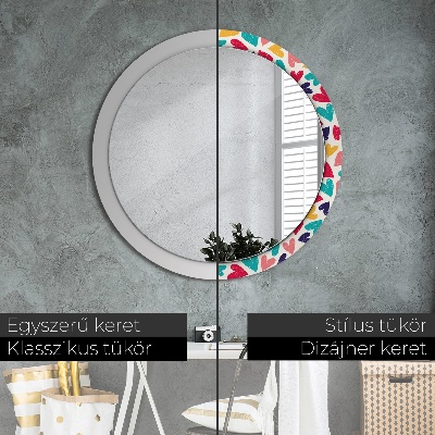 Miroir rond avec décoration Coeurs colorés