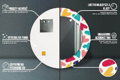 Miroir rond avec décoration Coeurs colorés