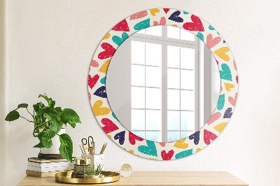 Miroir rond avec décoration Coeurs colorés