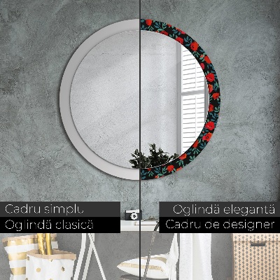 Miroir rond avec décoration Coquelicot rouge