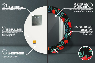 Miroir rond avec décoration Coquelicot rouge
