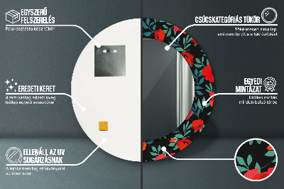 Miroir rond avec décoration Coquelicot rouge