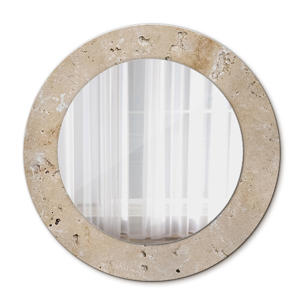Miroir rond imprimé Pierre naturelle