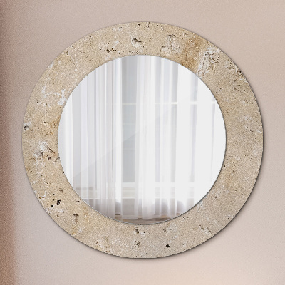 Miroir rond imprimé Pierre naturelle
