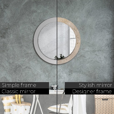 Miroir rond imprimé Pierre naturelle