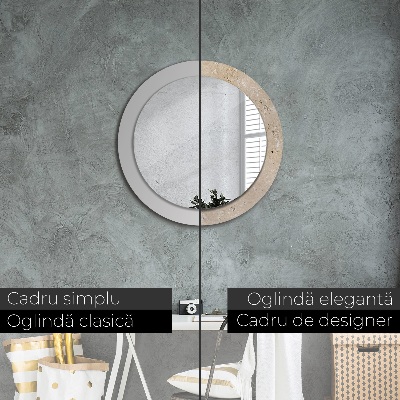 Miroir rond imprimé Pierre naturelle
