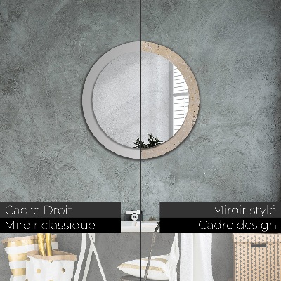 Miroir rond imprimé Pierre naturelle