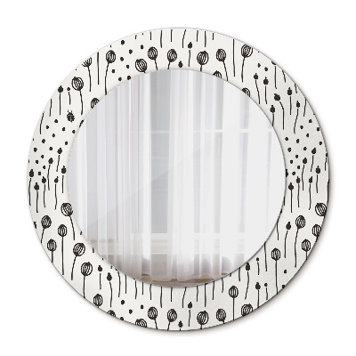 Miroir rond avec décoration Dessin de fleur