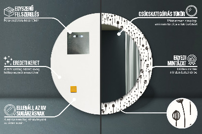 Miroir rond avec décoration Dessin de fleur
