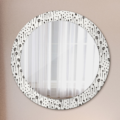 Miroir rond avec décoration Dessin de fleur