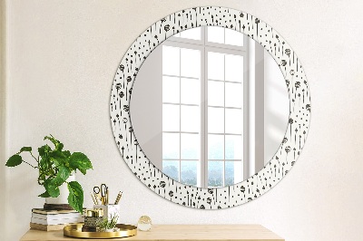 Miroir rond avec décoration Dessin de fleur