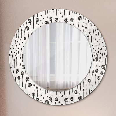 Miroir rond avec décoration Dessin de fleur