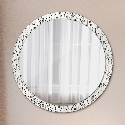Miroir rond avec décoration Dessin de fleur