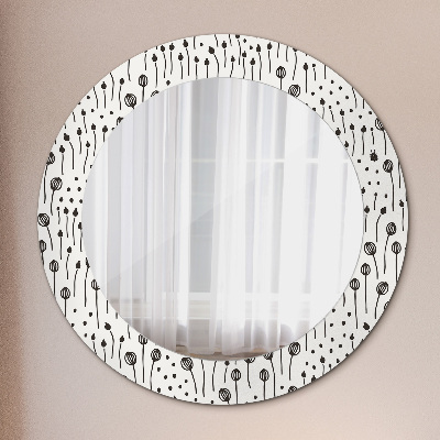 Miroir rond avec décoration Dessin de fleur