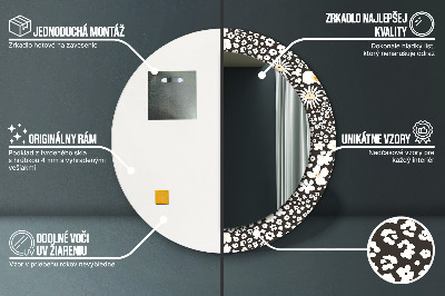 Miroir rond imprimé Marguerites ivoire