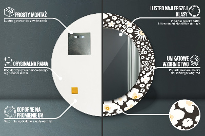 Miroir rond imprimé Marguerites ivoire