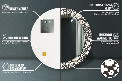 Miroir rond imprimé Marguerites ivoire