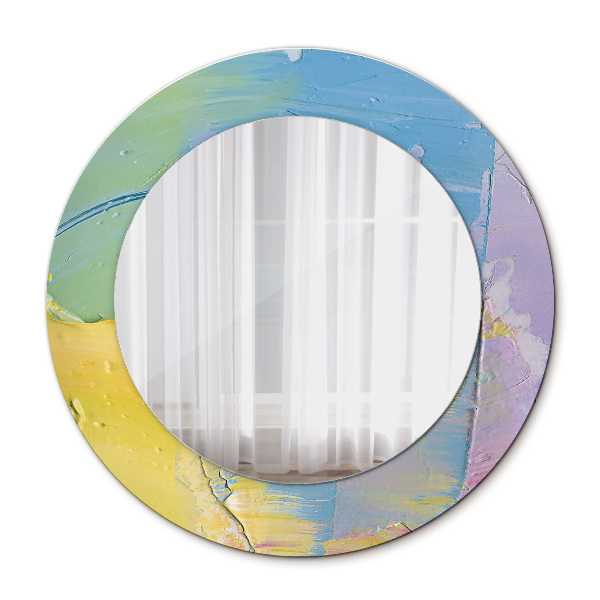 Miroir rond avec décoration Texture de peinture à l'huile