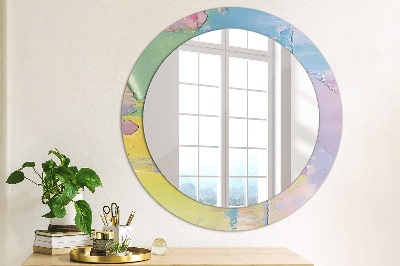 Miroir rond avec décoration Texture de peinture à l'huile